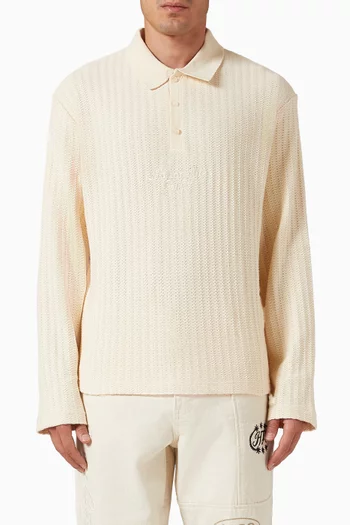 سترة بولو منسوجة من مزيج القطن