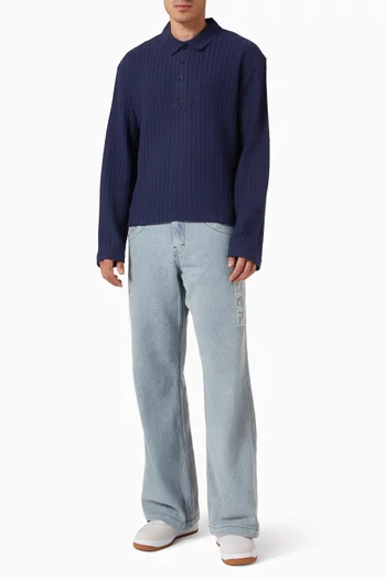 Polo Sweater in Cotton-blend Knit