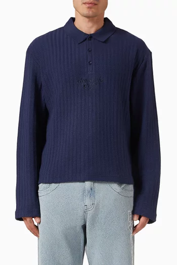 Polo Sweater in Cotton-blend Knit