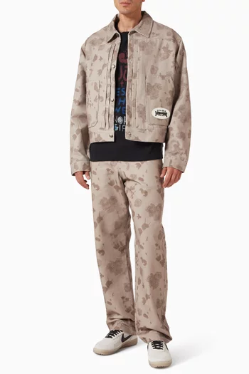 Tonal Floral Jacket in Cotton Twill