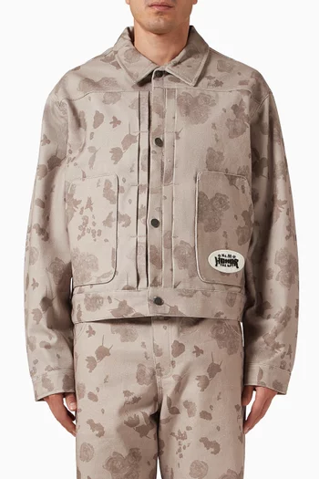 Tonal Floral Jacket in Cotton Twill