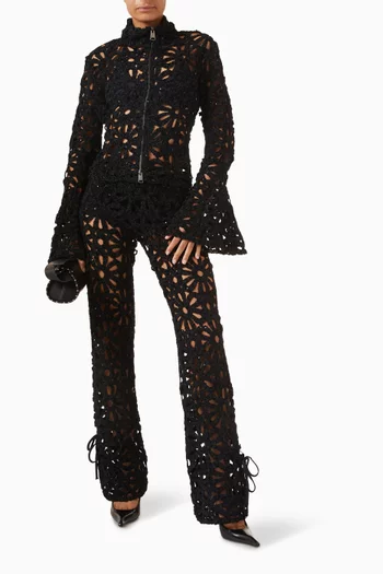 Vida Embroidered Wide-leg Pants