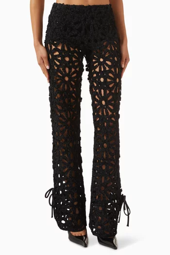 Vida Embroidered Wide-leg Pants