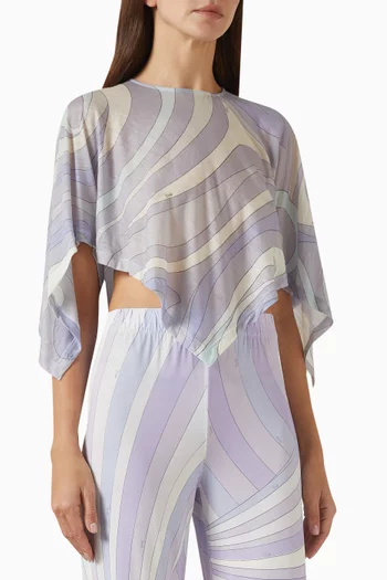 بلوزة قصيرة مزينة بنقشة جيرسيه