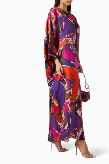Orchidee-print Kaftan in Silk-twill