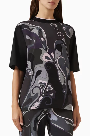 تي شيرت بنقشة تجريدية قطن جيرسيه