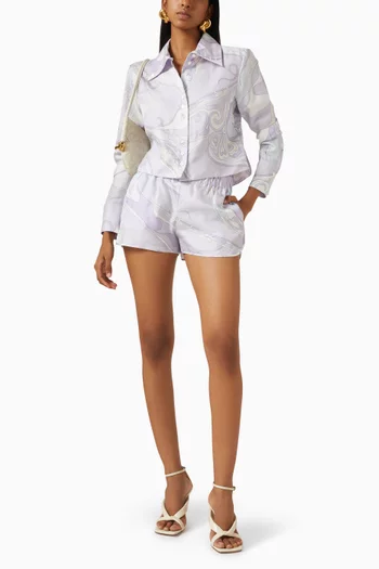 قميص قصير بنقشة أيرايد حرير تويل