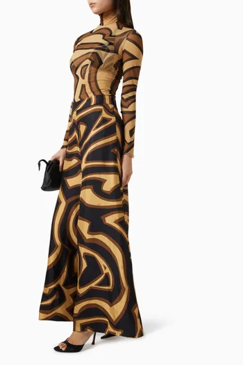 بنطال لابيرينتو بقصة ساق واسعة حرير تويل