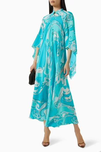 Marmo-print Kaftan in Crepe de Chine