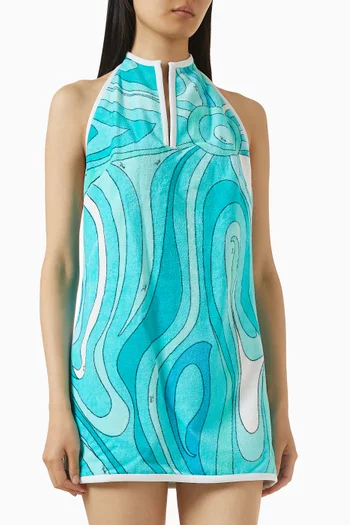 Marmo-print Dress in Cotton-terry