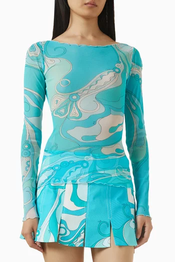 بلوزة بنقشة مارمو قماش شبكي