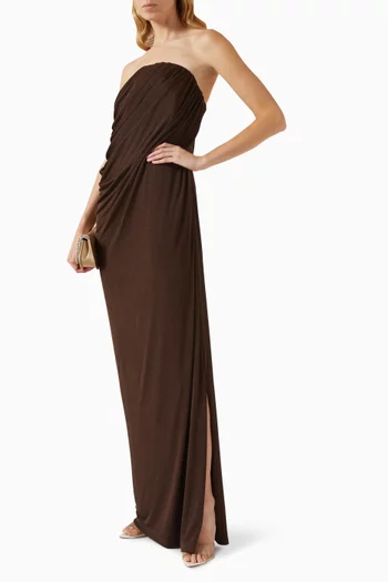 Zella Draped Strapless Maxi Dress in Jersey