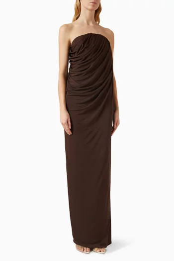 Zella Draped Strapless Maxi Dress in Jersey