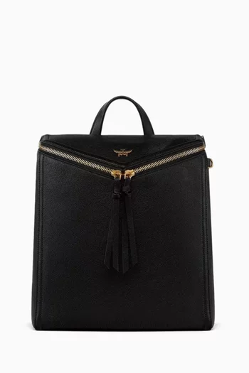 حقيبة ظهر ديامنت متوسطة بتفاصيل بارزة جلد ماعز 