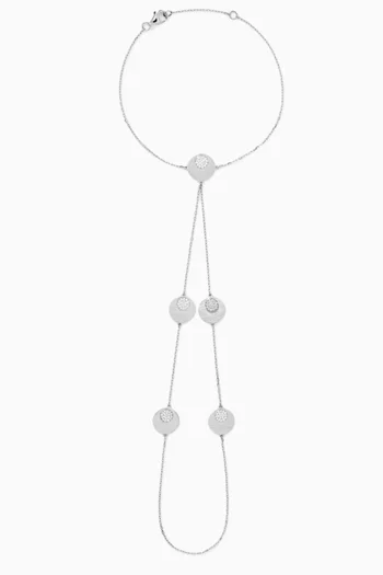 سوار بسلسلة يد مزين بحلي مرصعة بالماس ذهب أبيض عيار 18