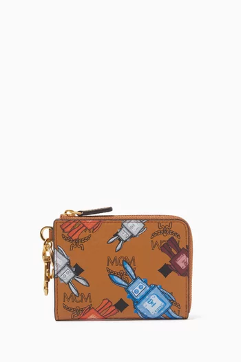 حافظة بطاقات ارين بسحّاب قنب بنقشة رابوت فيزيتوس