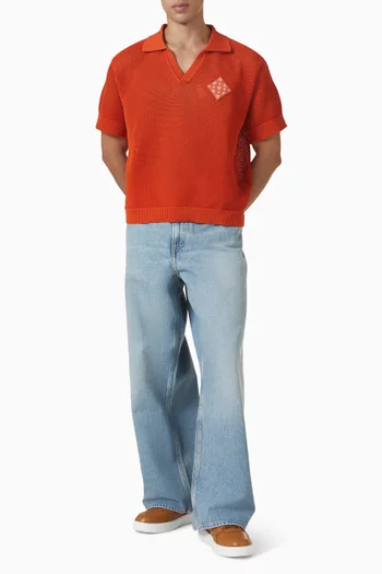 Mesh Knit Polo Shirt