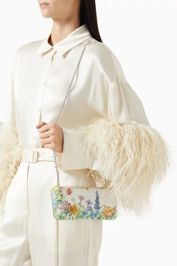 Slim Wildflower Embellished Clutch