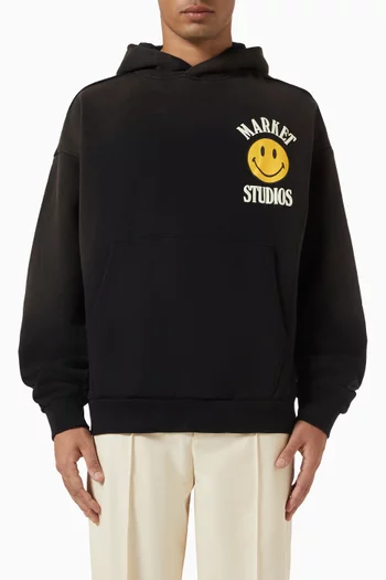 Smiley Upside Down Lockup Hoodie in Cotton