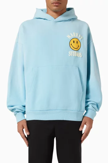 Smiley Upside Down Lockup Hoodie in Cotton