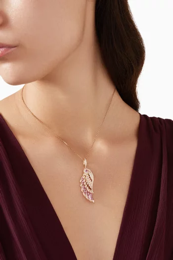 قلادة وينجز امبريس بدلاية مزدوجة ذهب وردي عيار 18