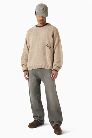 سترة كلاسيكية بفتحة رقبة مستديرة وتصميم أمريكي ونسيج مزيج ألباكا