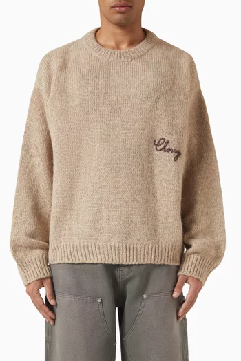 سترة كلاسيكية بفتحة رقبة مستديرة وتصميم أمريكي ونسيج مزيج ألباكا