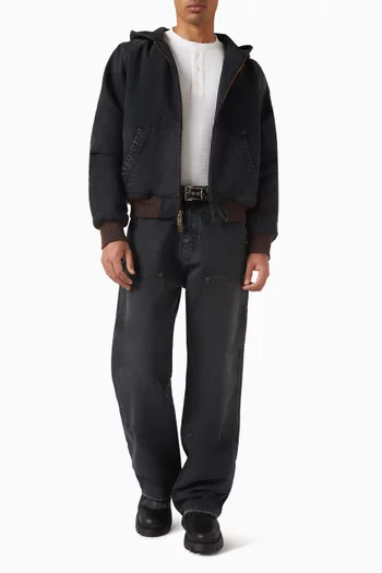 تي شيرت كلاسيكي عازل للحرارة بياقة هنلي ونقشة شيفرون