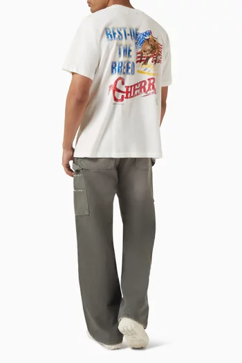 تي شيرت كلاسيكي بجيب وعبارة Best Of The Breed قطن