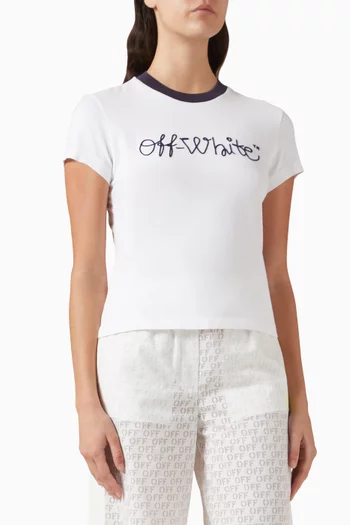 Embroidered Script Logo T-shirt in Cotton