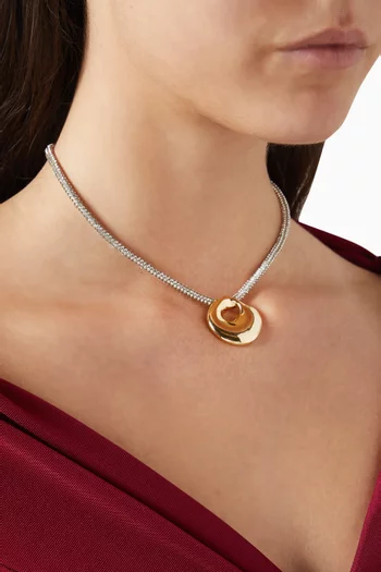 The Mercury Disc Sparkle Necklace in Gold-plated Brass