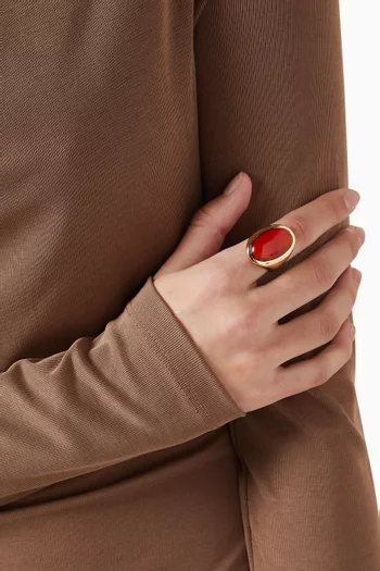 The Amber Honey Resin Statement Ring in Gold-plated Brass