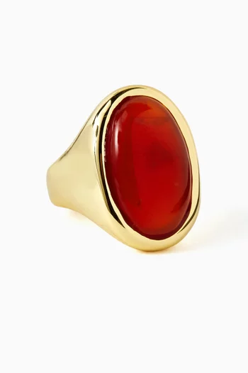 The Amber Honey Resin Statement Ring in Gold-plated Brass