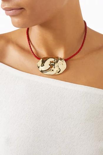 The Granada Disc Necklace in Gold-tone Brass