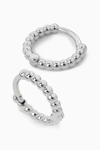 Mini Beaded Huggies in Silver-plated Brass