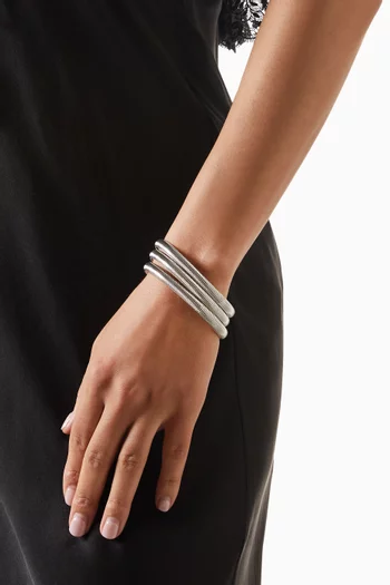 Mini Snake Chain Bracelet Set in Silver-plated Brass, Set of 3