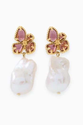 Bloom Pearl Earrings in 12kt Gold-plated Metal