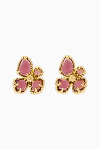 Large Bloom Stud Earrings in 12kt Gold-plated Metal