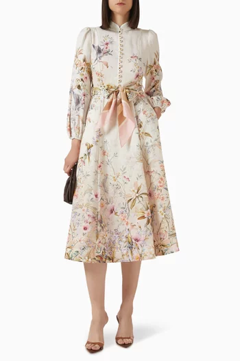 فستان ربيلين بأزرار كتان