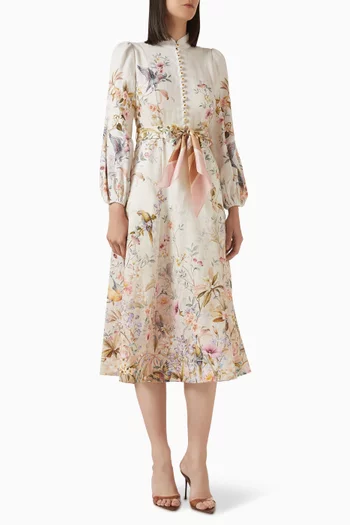 فستان ربيلين بأزرار كتان