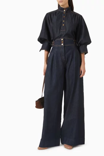 قميص بأكمام واسعة دينم