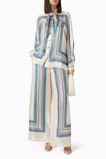 قميص بوشاح قابل للربط حرير