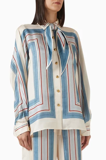 قميص بوشاح قابل للربط حرير