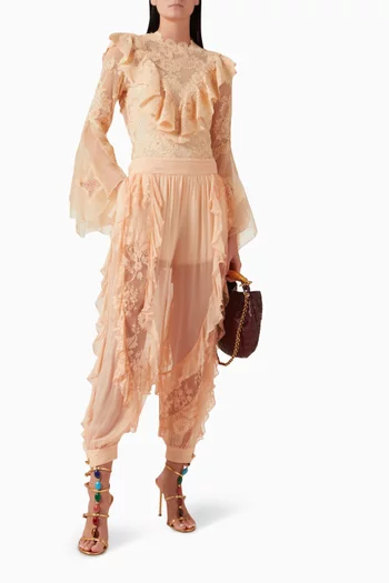 بنطال شروال ربيليون مقسم لأجزاء حرير