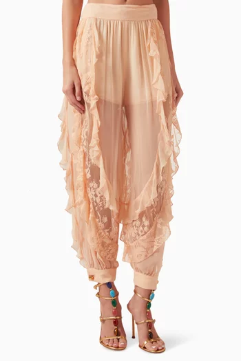 بنطال شروال ربيليون مقسم لأجزاء حرير