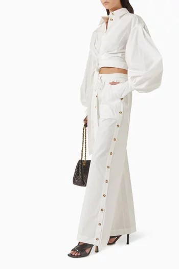 بنطال ربيلين بأزرار بوبلين