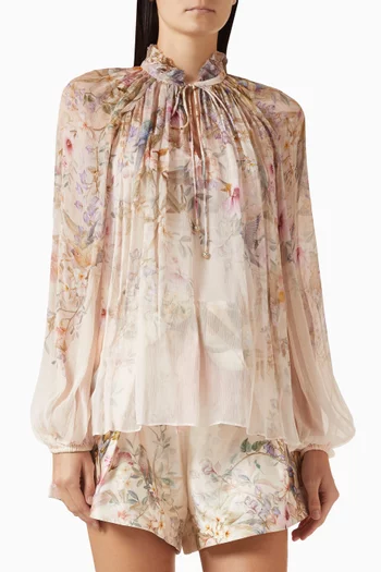 بلوزة ربيلين بأكمام واسعة فيسكوز