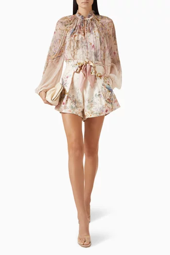 شورت ربيلين بطيّات مزيج حرير