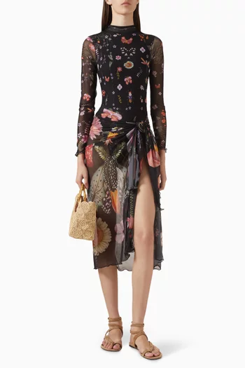 Marine Pareo Cover-up in Mesh