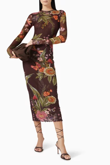 فستان روبن بنقشة قماش شبكي